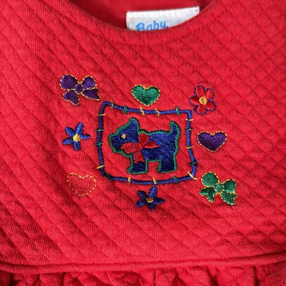 Vintage Oshkosh B’Gosh 18 months Sweats Suit Red Embroidered Scottie Terrier Dog - Picture 5 of 9